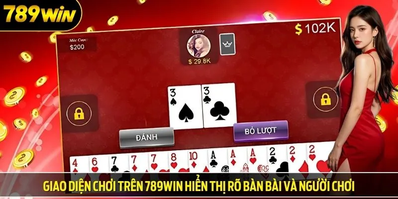 Giao diện chơi trên 789WIN hiển thị rõ bàn bài và người chơi